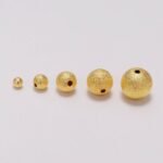 Frosted Gold Beads Stardust Matte Round Real