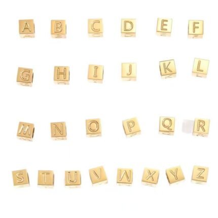 26 English Letters Beaded Square Stainless Steel Handmade Jewelry Accessories