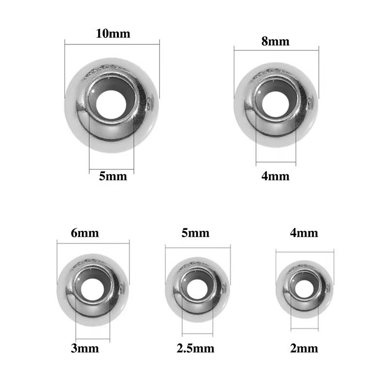 不锈钢通孔珠塞胶珠钻孔珠手链调节定位珠串珠穿孔珠DIY饰品配件 (1) Stainless Steel Beads With Silicone Inside Positioning Beads for Jewelry Making - 图片 1