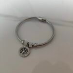 stainless steel Diamond-encrusted tree of life Bangle 3mm