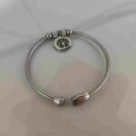 stainless steel Diamond-encrusted tree of life Bangle 3mm - 图片 2