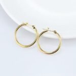 Large ear ring stainless steel round earrings for women - 图片 2