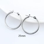 Large ear ring stainless steel round earrings for women - 图片 3