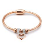 fashionable and simple hollowed-out diamond-encrusted heart-shaped snake chain bracelet