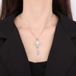 Full diamond key pearl necklace 7.5mm - 图片 3