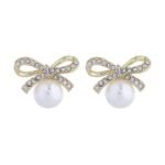Pearl bow-shaped earrings