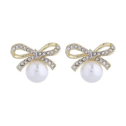 Pearl bow-shaped earrings