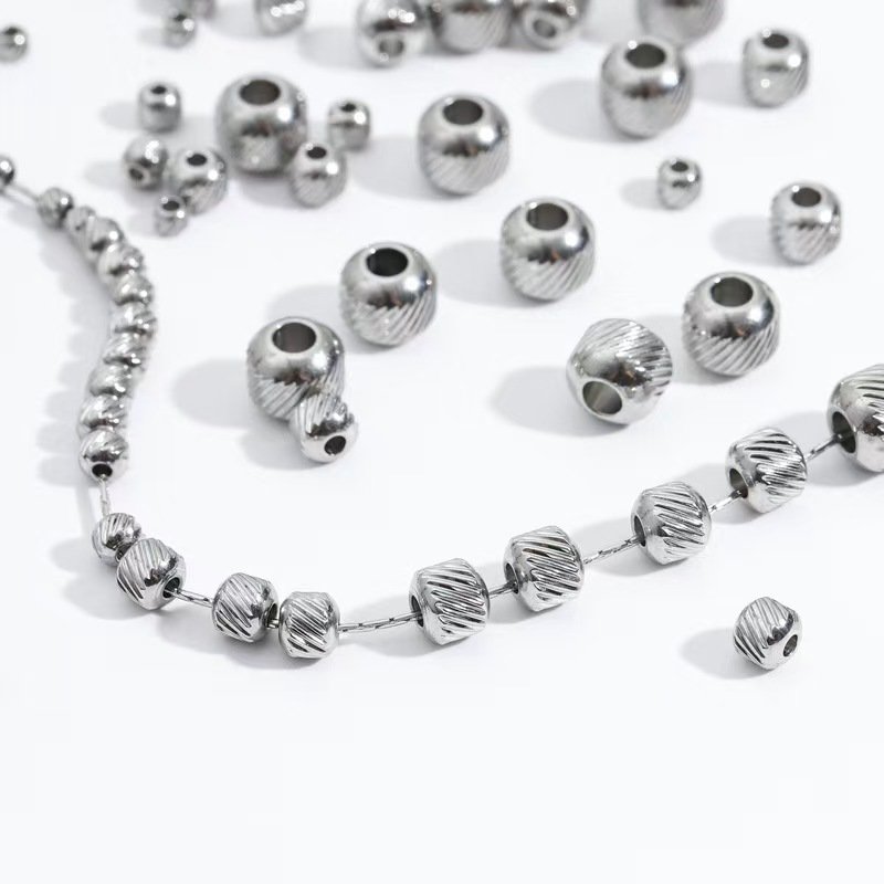 装饰不锈钢网纹珠diy手工隔珠配件通孔珠饰品散珠多规格定位珠子 (2) Stainless Steel Abacus Beads Silicone Positioning Beads Diy Jewelry Accessories - 图片 1