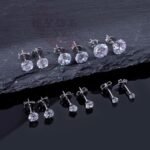 Stainless steel 3A zircon stud earrings - 图片 2