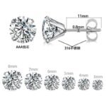 Stainless steel 3A zircon stud earrings