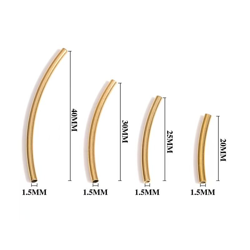 跨境外贸不锈钢弯管18K金圆柱管手链串珠套管通管DIY手工饰品配件 (2) Stainless steel elbow pipe DIY handcrafted Jewelry Parts - 图片 1