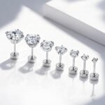 stainless steel Ear bone nail crystal diamond
