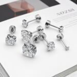 stainless steel Ear bone nail crystal diamond - 图片 4