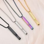 New Design Stainless Steel Gold Whistle Meditation Breath Necklace