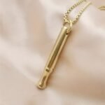 New Design Stainless Steel Gold Whistle Meditation Breath Necklace - 图片 2