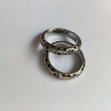 Men's Vintage Punk Stainless Steel Ring  Foil Grain Bubble Design for Wedding Gift Jewelry